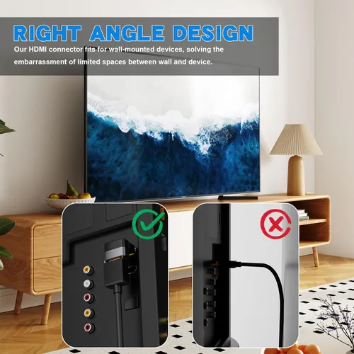Miniatura 2 de PANPEO Adaptador HDMI de Ángulo Recto 8K@60Hz, Adaptador HDMI de 90 Grados y 270 Grados (Paquete de 2)