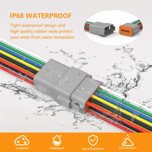 Miniatura 4 de Newdeli Deutsch - Kit de conectores de 12 pines, impermeable, conector eléctrico de 16 AWG macho y hembra, conectores de cable automotriz