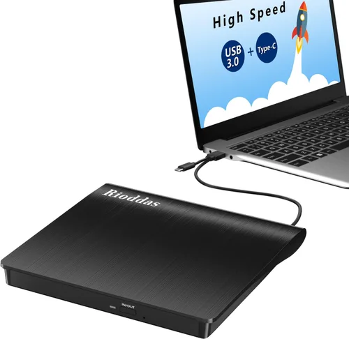 Duplicador de Discos Unidad de DVD Externa USB 3.0 Tipo C CD DVD Portátil +/-RW Reproductor de Unidad Óptica DVD/CD ROM Quemador Lector Escritor