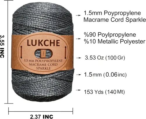 Miniatura 3 de Cordón de macramé de poliéster de alta calidad, 3 madejas de 0.059 in (3 x 153 yardas), cuerda colorida, hilo de ganchillo, suministros de macramé