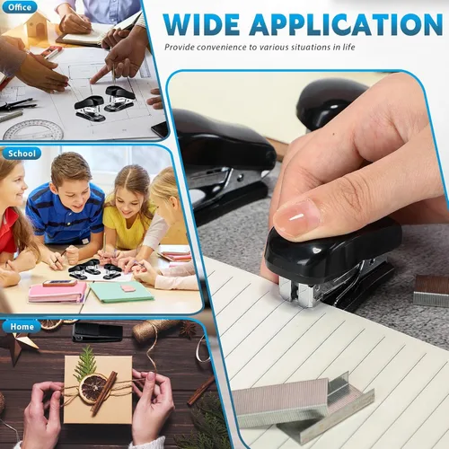Miniatura 6 de Sherr Paquete de 10 mini grapadoras a granel con 15000 clavos, engrapadoras de oficina para escritorio con capacidad de 25 hojas, escritorio de mano