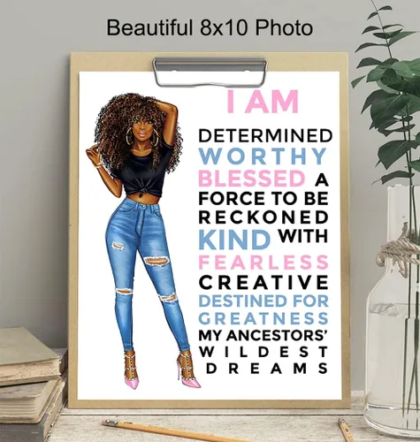 Miniatura 4 de Arte de pared negro motivacional para mujeres latinas hispanas étnicas afroamericanas, citas inspiradoras positivas, póster de decoración del hogar