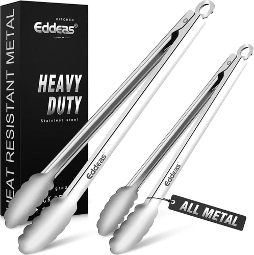Miniatura 14 de Pinzas para cocinar – Pinzas de cocina de acero inoxidable de 600 grados resistentes al calor, pinzas de bloqueo de metal resistente, perfectas