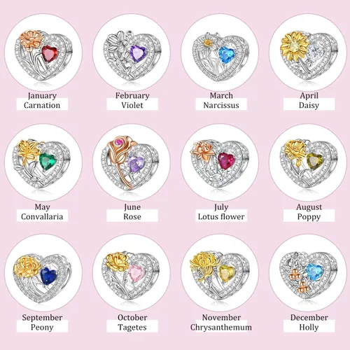 Miniatura 6 de Dije de flor de nacimiento para pandora, pulseras, collar, plata de ley 925, dije de amor, cumpleaños, día de la madre, Navidad, regalos
