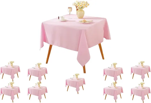 Miniatura 62 de Paquete de 5 Manteles Cuadrados 60 x 60 Pulgadas de Carbón, Mantel de Poliéster Lavable para Uso en Hogar, Fiesta, Boda o Restaurante.