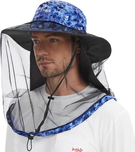 Miniatura 10 de BASSDASH Sombrero de mosquito UPF 50+ con red oculta para la cabeza y solapa para el cuello, para hombres y mujeres, pesca al aire libre