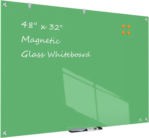 Miniatura 23 de TSJ OFFICE - Pizarrón de cristal calendario - 48 x 36 pulgadas, pizarra de borrado en seco para montar en la pared, planificador anual grande