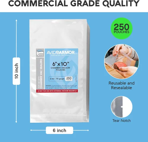 Miniatura 6 de Avid Armor Bolsas selladoras al vacío de cámara, resistentes, sin BPA, bolsas de vacío precortadas para conservación de alimentos, almacenamiento
