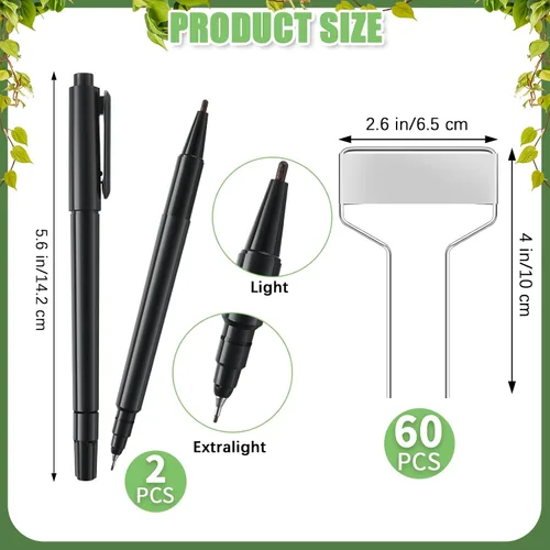 Miniatura 2 de Moxweyeni 60 etiquetas de metal para jardín, etiquetas impermeables para plantas con 2 bolígrafos permanentes, etiquetas reutilizables para plantas