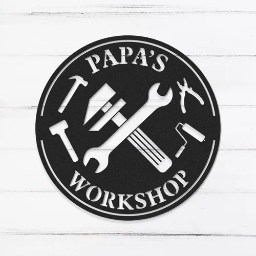 Miniatura 13 de Letreros de garaje personalizados, letrero de metal con nombre personalizado para taller, letreros de taller de diseño de automóviles, arte de pared