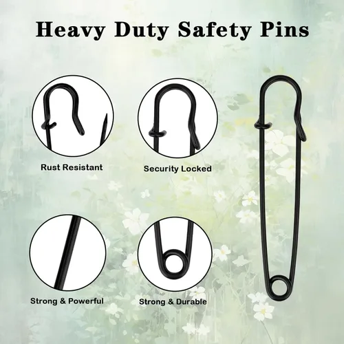 Miniatura 4 de 15 alfileres de seguridad grandes, alfileres de seguridad de acero resistente de 4 pulgadas para ropa, ideales para cuero, lona y lana, punta