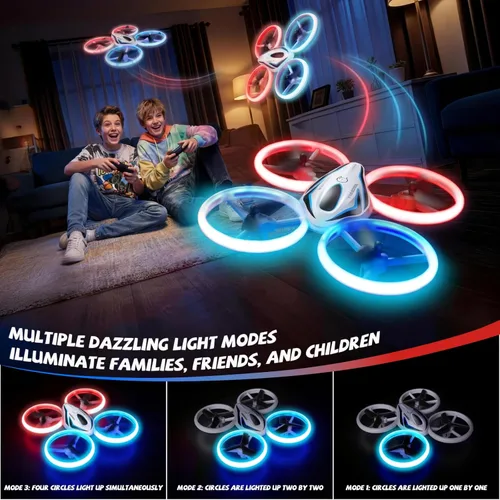 Miniatura 3 de Dron para niños y adultos, 3 baterías de 24 minutos de tiempo de vuelo, cuadricóptero RC anticolisión con luz LED, retención de altitud, regalos