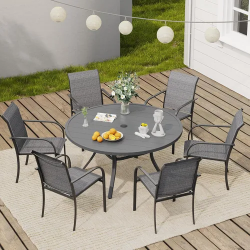 Miniatura 22 de VICLLAX Juego de 2 sillas de patio pequeñas para exteriores, juego de sillas apilables para patio y mesa de comedor cuadrada para porche delantero