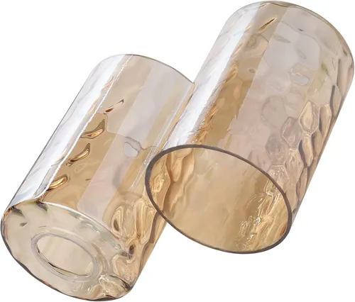 Miniatura 6 de Paquete de 3 pantallas de repuesto para lámpara de vidrio martillado ámbar, accesorio de 1-5/8 pulgadas, 6-1/16 pulgadas de alto, lámpara cilíndrica