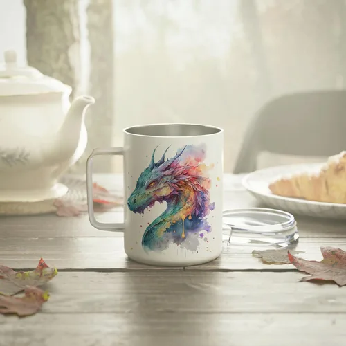 Miniatura 3 de Hyturtle Taza de Dragón - Taza de Café de Acero Inoxidable de 12oz, Regalo para Amantes de los Dragones para Mujeres, Regalo Bonito para Amantes