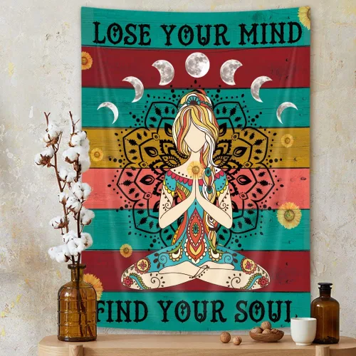 Miniatura 3 de Wathon Meditación de chakras para colgar en la pared, citas de meditación espiritual, colorido, bohemio, psicodélico, arte de pared, hippie pequeño