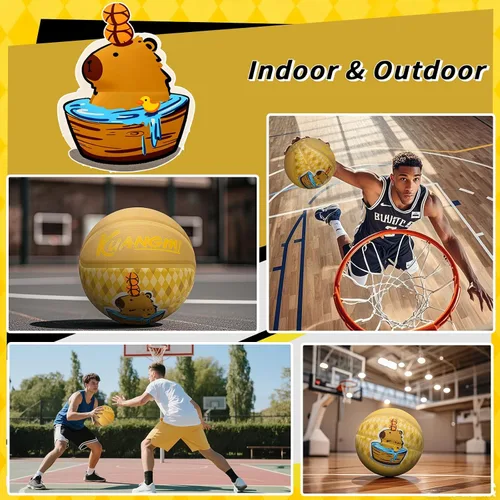 Miniatura 3 de Kuangmi Balón de baloncesto de goma de lujo, tamaño reglamentario de oficina, 7 (29.5 pulgadas), hecho para juegos de baloncesto en interiores