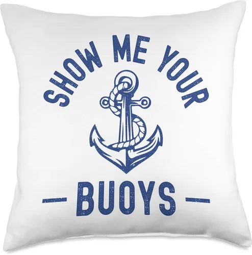 Miniatura 5 de Pontoon Boat Accessories & Lake Life Tees Show Me Your Buoys Funny Sailor - Almohada para adultos con humor de barco, 16 x 16 pulgadas, multicolor