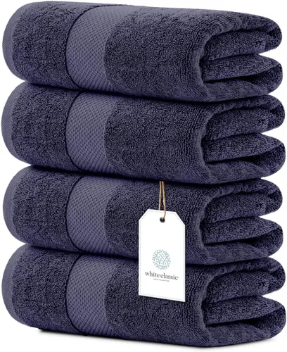 Miniatura 21 de White Classic - Juego de toallas de baño de lujo, grandes, 4 piezas - 700 GSM de algodón turco ultra suave, 27 x 54 pulgadas Toallas de baño