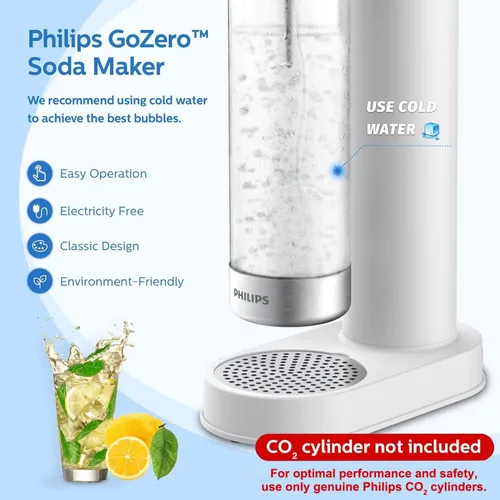 Miniatura 2 de Philips - Máquina para hacer agua con gas, máquina de soda con botella de rosca rápida, botella carbonatadora de PET libre de BPA de 1L, máquina