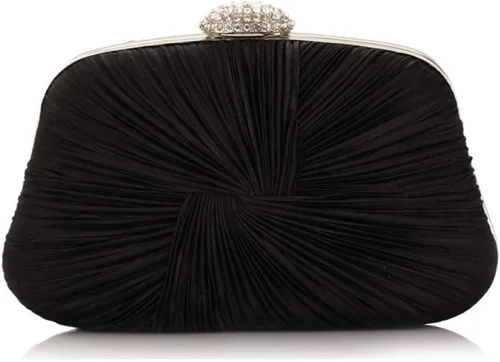 Simcat Bolso de mano para mujer, bolso de satén plisado para mujer, bolso de mano con lazo plisado con cadena para graduación, boda, fiesta de noche