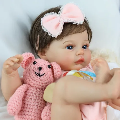 Miniatura 4 de SCOM Muñecas realistas de bebé Reborn – Meadow - Muñecas realistas de 18 pulgadas para niña recién nacida, cuerpo de tela, extremidades de vinilo