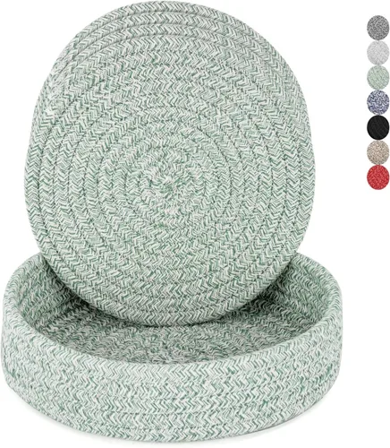 Miniatura 15 de Salvamanteles para platos calientes, ollas y sartenes, almohadillas calientes con cesta de almacenamiento, soportes para ollas para cocina, tapete