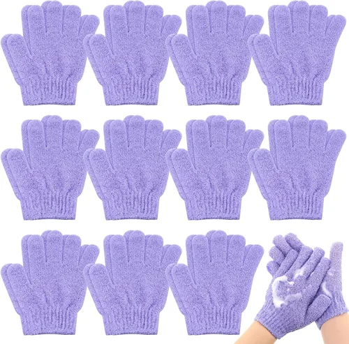 Miniatura 9 de Ramede Paquete de 30 pares de guantes exfoliantes de doble cara de nailon coloridos para ducha para hombres y mujeres, spa de belleza, masaje