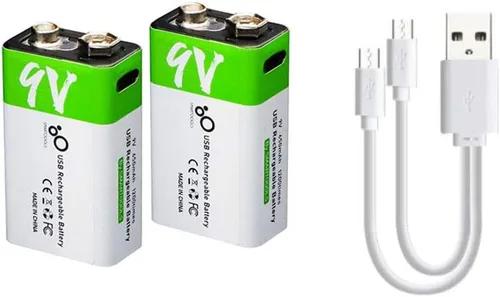 Miniatura 2 de Batería recargable USB de iones de litio de 9 V, batería recargable de 9 V de alta capacidad de 650 mAh, carga rápida de 1.5 H, 1200 ciclos