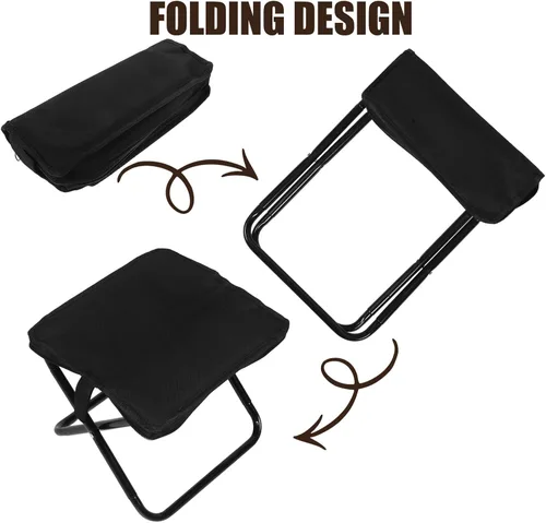 Miniatura 4 de Taburete plegable portátil con elegante bolsa con cremallera, ligero y asiento al aire libre para camping, senderismo, pesca, mochilero, picnic