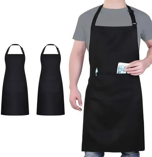 Miniatura 2 de 2 delantales de chef ajustables con 2 bolsillos, delantales de cocina para hornear, pintura para hombres y mujeres