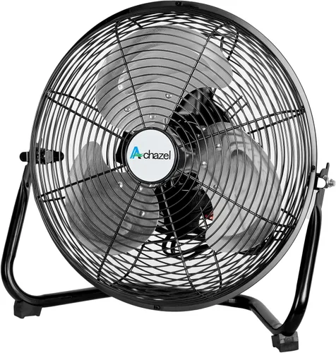 Miniatura 8 de ACHAZEL Ventilador de piso de alta velocidad de 12 pulgadas, ventilador de metal resistente de 3 velocidades con inclinación de 180°, comercial