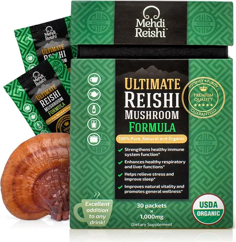 Fórmula definitiva de hongos – Extracto de Reishi orgánico y polvo de esporas – Ganoderma Lucidum, Lingzhi – Triterpenos de alta potencia y