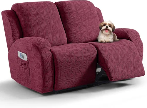 Miniatura 20 de VANSOFY Fundas para sillas reclinables, 4 piezas, elásticas, de tela jacquard, suave funda para silla reclinable, protector de muebles con parte