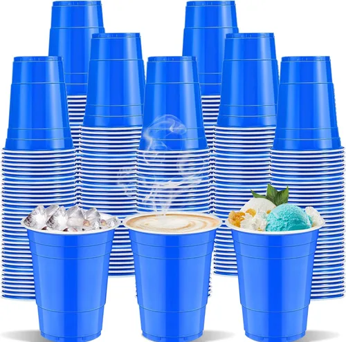 120 piezas 16 onzas Tazas de plástico azul Tazas de plástico para revelación de género Tazas de fiesta azules para beber Degustaciones servidas
