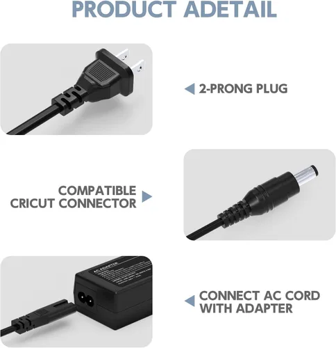 Miniatura 3 de Cable de alimentación de 18 V compatible con Cricut Explore Air 2, Maker, Cricut Expression 2, Cricut Create, Cricut Cake Mini, Explore, Explore