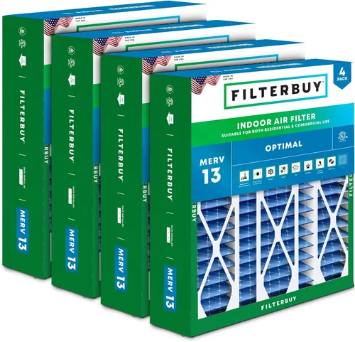 Miniatura 26 de Filterbuy Filtro de aire 10x17x2 MERV 13 Defensa Óptima contra Humo y Alergias (Paquete de 4), Filtros Exteriores Plisados Electrostáticos