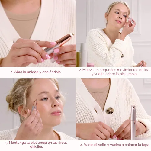 Miniatura 3 de Finishing Touch Flawless Brows - Depiladora de cejas eléctrica para mujer con luz LED para eliminación instantánea y sin dolor del vello facial Rosa