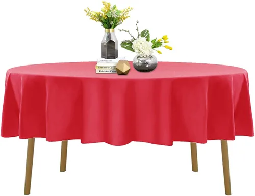 Miniatura 93 de Mantel de poliéster lavable de 90 pulgadas, resistente a las manchas y a las arrugas, mantel decorativo para mesa de comedor, fiestas de bufé y Negro