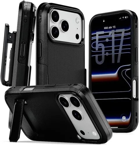 Miniatura 23 de MOTIVE Funda para iPhone 15 con clip para cinturón, magnética compatible con MagSafe, combo de funda de carcasa a prueba de golpes, funda para Negro
