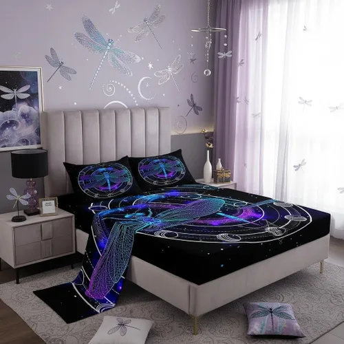 Miniatura 42 de Castle Fairy Juego de sábanas de motocross tamaño twin, juego de ropa de cama verde con diseño de panal ombré, decoración de habitación de niños