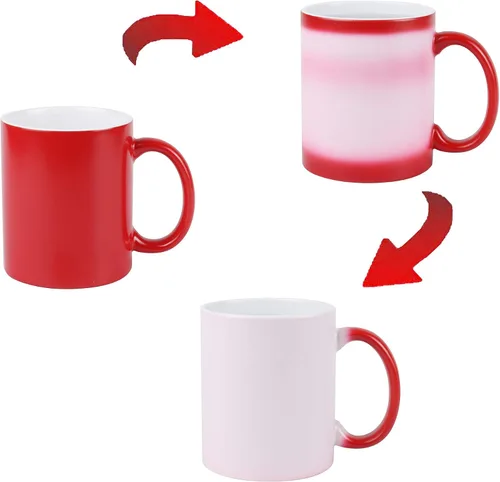 Miniatura 6 de Taza de sublimación cambiable de 11 onzas, 3 colores surtidos, negro, azul y rojo, empaquetada en caja blanca, caja de 6
