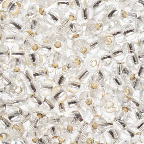 John Bead Cuentas de cristal checo con forro de plata 4/0 para manualidades de joyería, vial de 0.78 oz Forro de cristal plateado