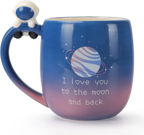 Taza Lavezee I Love You to the Moon and Back de cerámica con asa, taza grande de café y té de 16 onzas Tazas de regalo
