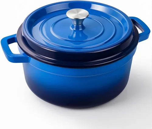 Miniatura 29 de Miereirl Olla Holandesa Esmaltada de 6.5 Cuartos con Tapa, Olla Holandesa de Hierro Fundido con Asas Dobles para Hornear Pan, Cocinar, Utensilios