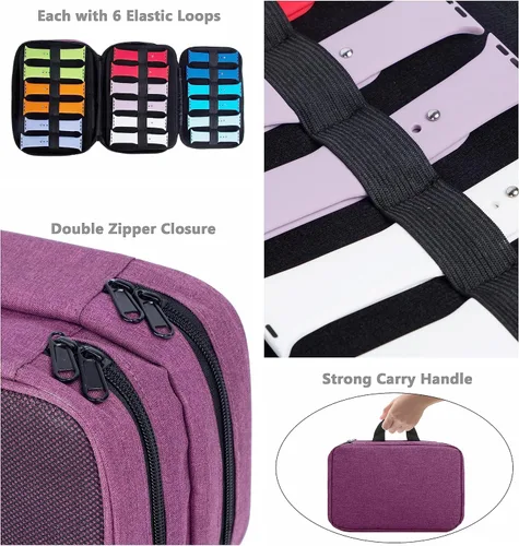 Miniatura 4 de PACMAXI 84 correas de reloj, funda de transporte compatible con relojes, soporte de correa de reloj expandible, almacena 84 correas para la mayoría