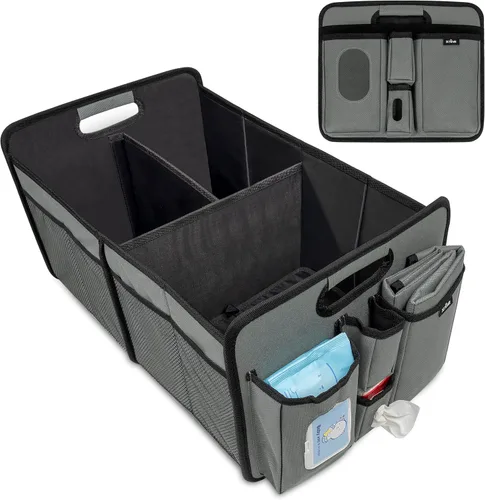Miniatura 9 de Organizador de pañales para bebé con cambiador, organizador portátil de coche para artículos esenciales para recién nacidos, pañales y toallitas