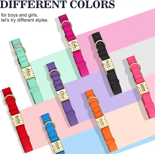 Miniatura 4 de Collar para perro personalizado PET ARTIST, collar para perro rojo personalizado con etiqueta de identificación grabada silenciosa, nylon ligero