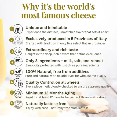 Miniatura 4 de Bloque de queso parmesano 7.05 oz (7.05 onzas), queso parmesano Reggiano DOP, queso italiano de grado superior, 20 meses de edad, Latteria Soresina