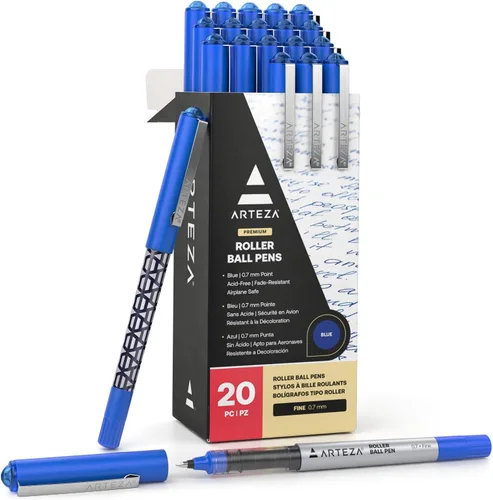 Miniatura 8 de Arteza Bolígrafos Rollerball, paquete de 40, bolígrafos de tinta líquida negra de 0.020 in para diario de viñetas, bolígrafo de punta fina, Negro